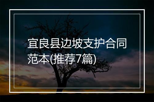 宜良县边坡支护合同范本(推荐7篇)
