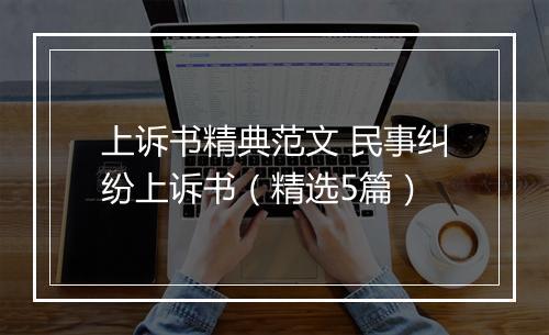 上诉书精典范文 民事纠纷上诉书(精选5篇)