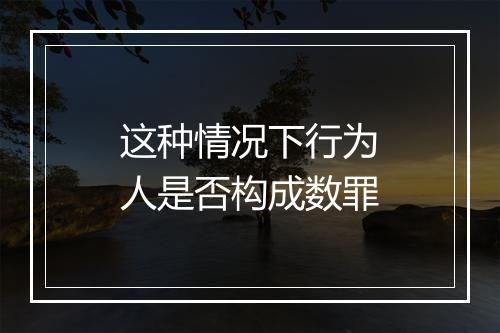 这种情况下行为人是否构成数罪