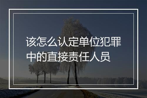 该怎么认定单位犯罪中的直接责任人员