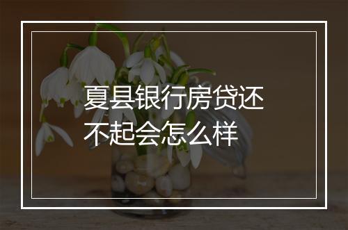 夏县银行房贷还不起会怎么样