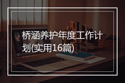 桥涵养护年度工作计划(实用16篇)