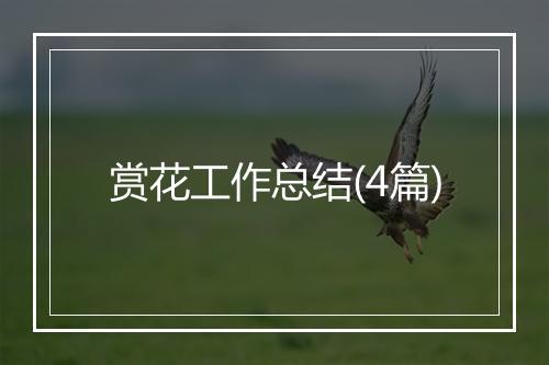 赏花工作总结(4篇)