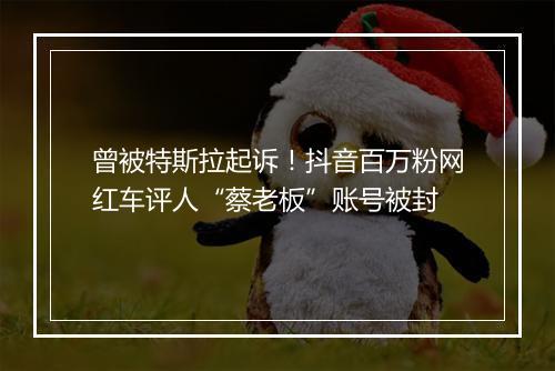 曾被特斯拉起诉!抖音百万粉网红车评人“蔡老板”账号被封