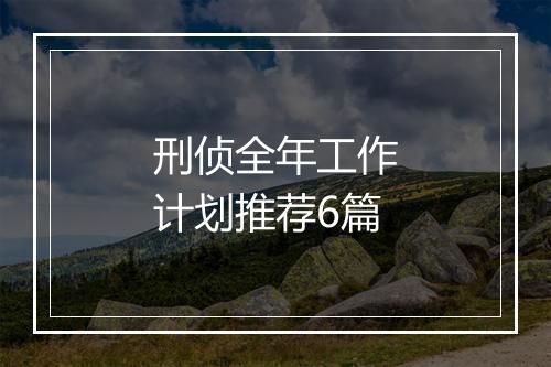 刑侦全年工作计划推荐6篇
