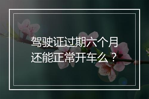 驾驶证过期六个月还能正常开车么?