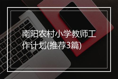 南阳农村小学教师工作计划(推荐3篇)