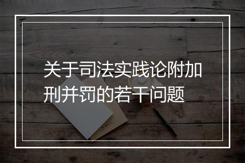 关于司法实践论附加刑并罚的若干问题