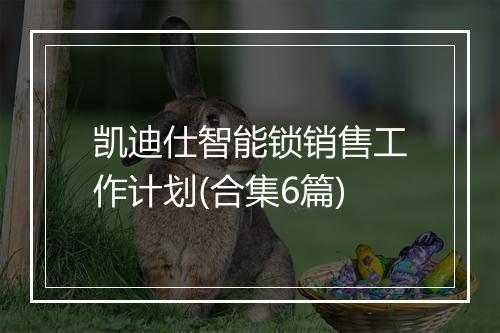 凯迪仕智能锁销售工作计划(合集6篇)