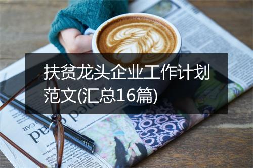 扶贫龙头企业工作计划范文(汇总16篇)