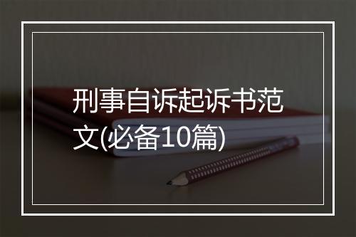 刑事自诉起诉书范文(必备10篇)