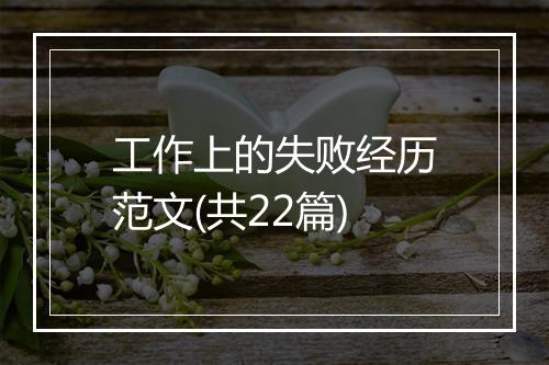 工作上的失败经历范文(共22篇)