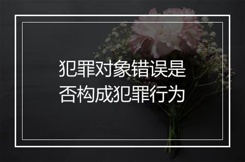 犯罪对象错误是否构成犯罪行为