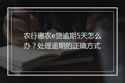 农行惠农e贷逾期5天怎么办?处理逾期的正确方式