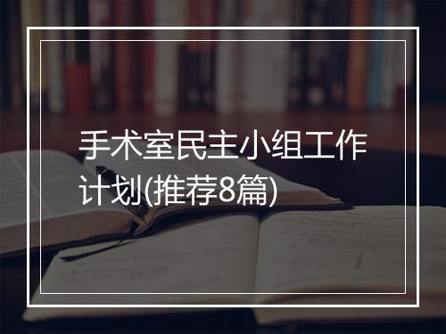 手术室民主小组工作计划(推荐8篇)