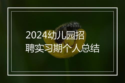 2024幼儿园招聘实习期个人总结