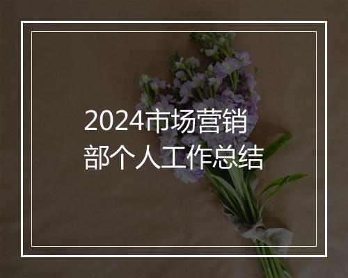 2024市场营销部个人工作总结