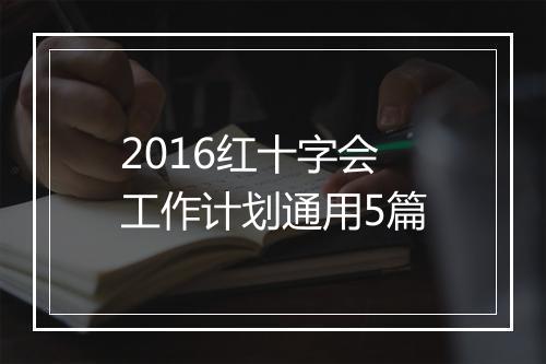 2016红十字会工作计划通用5篇