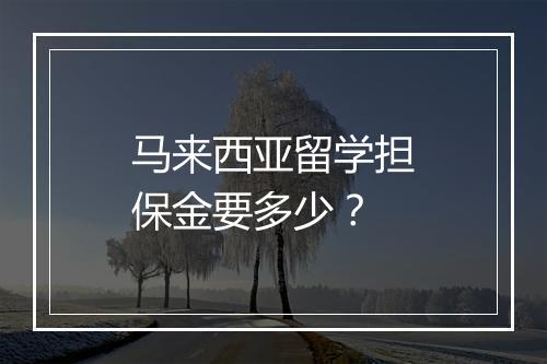 马来西亚留学担保金要多少?