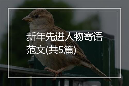 新年先进人物寄语范文(共5篇)