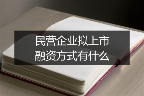 民营企业拟上市融资方式有什么