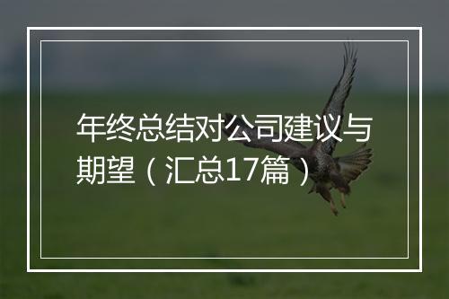 年终总结对公司建议与期望(汇总17篇)