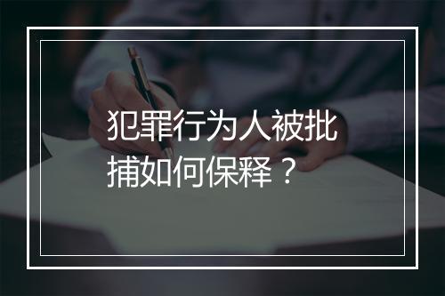犯罪行为人被批捕如何保释?