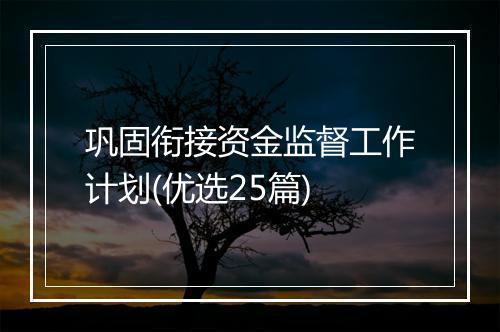 巩固衔接资金监督工作计划(优选25篇)
