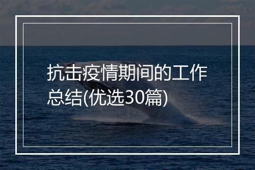 抗击疫情期间的工作总结(优选30篇)