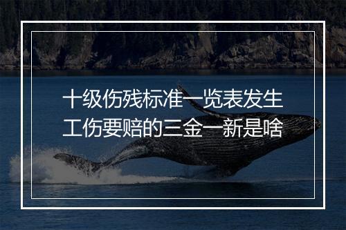 十级伤残标准一览表发生工伤要赔的三金一新是啥