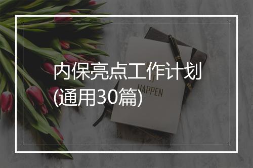 内保亮点工作计划(通用30篇)