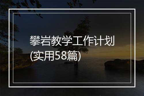 攀岩教学工作计划(实用58篇)