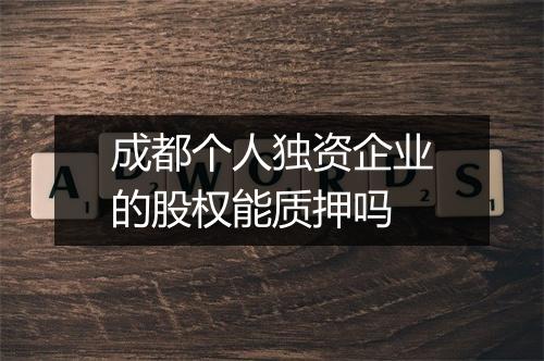 成都个人独资企业的股权能质押吗