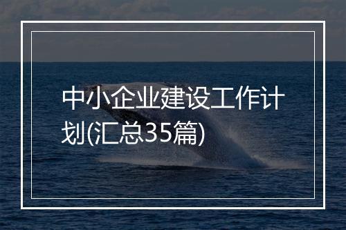 中小企业建设工作计划(汇总35篇)