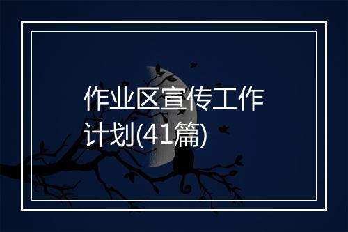 作业区宣传工作计划(41篇)