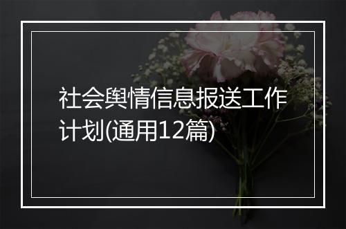 社会舆情信息报送工作计划(通用12篇)