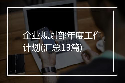企业规划部年度工作计划(汇总13篇)