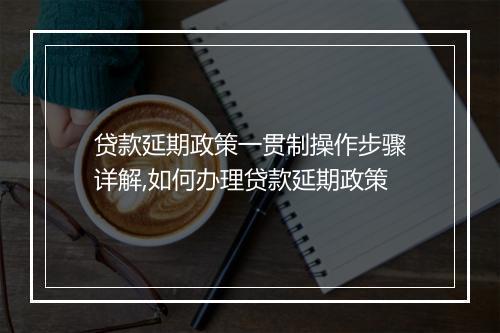 贷款延期政策一贯制操作步骤详解,如何办理贷款延期政策