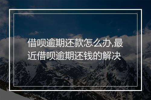 借呗逾期还款怎么办,最近借呗逾期还钱的解决