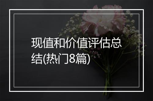 现值和价值评估总结(热门8篇)