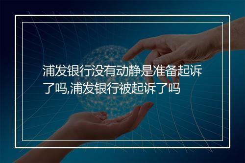 浦发银行没有动静是准备起诉了吗,浦发银行被起诉了吗