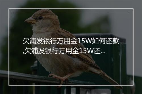 欠浦发银行万用金15W如何还款,欠浦发银行万用金15W还款方式