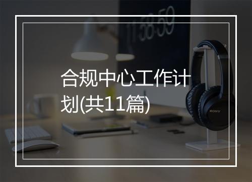 合规中心工作计划(共11篇)