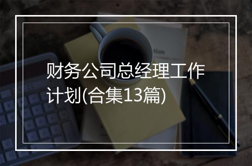 财务公司总经理工作计划(合集13篇)