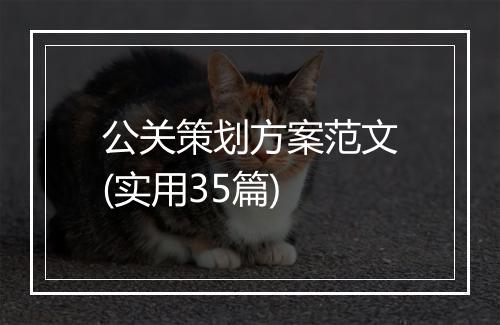公关策划方案范文(实用35篇)