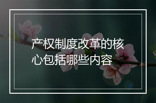 产权制度改革的核心包括哪些内容