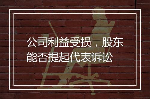 公司利益受损,股东能否提起代表诉讼