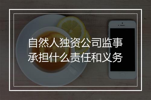自然人独资公司监事承担什么责任和义务