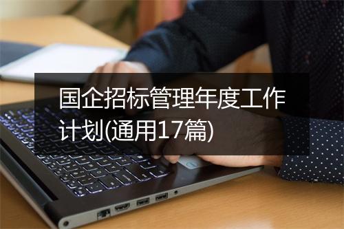 国企招标管理年度工作计划(通用17篇)