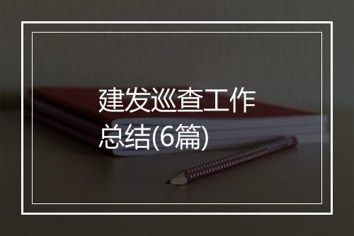 建发巡查工作总结(6篇)